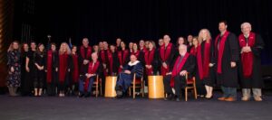 Honorees and participants in the Honorary Doctorate Conferment ceremony, which took place at NYU's Skirball Center for the Performing Arts.